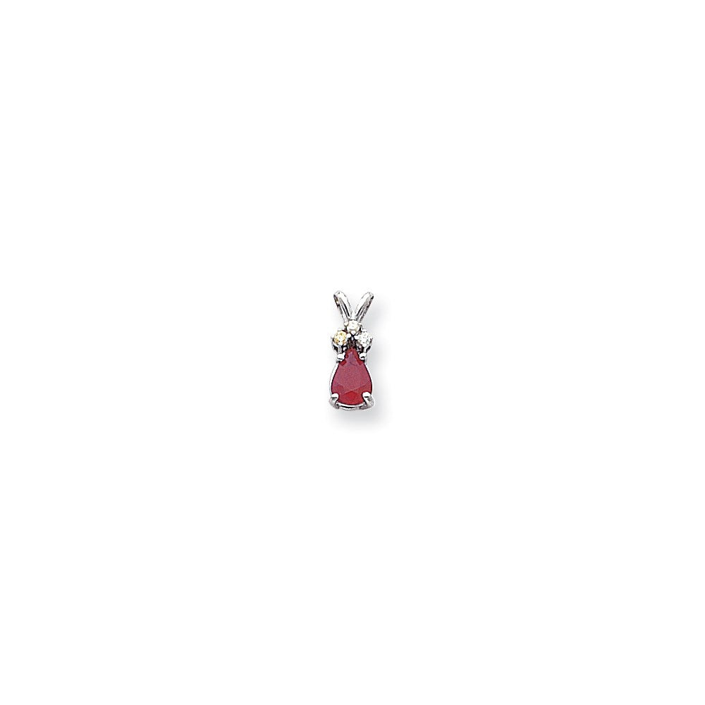 14k white gold 7x5mm pear ruby aaa real diamond pendant xp1013r aaa