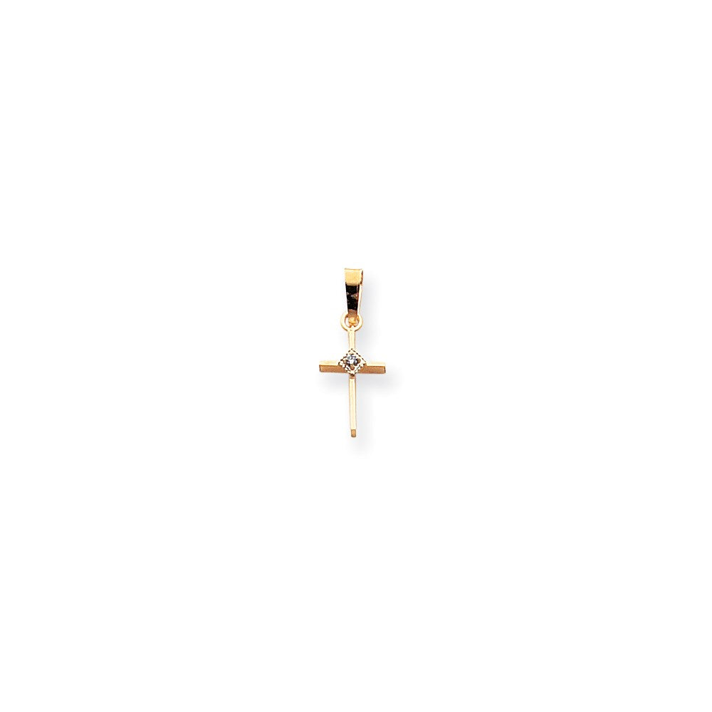 14k yellow gold small aa real diamond cross pendant xp112aa