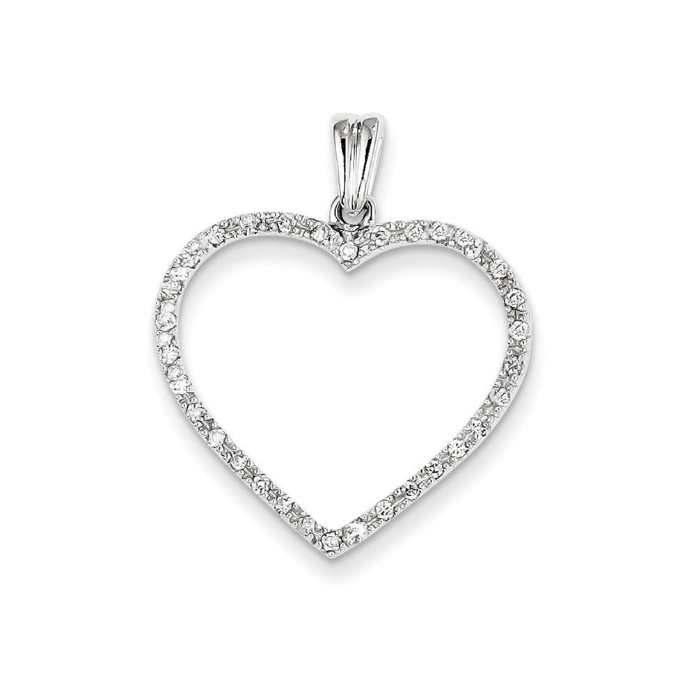 14k white gold aa quality completed real diamond vintage heart pendant xp1284aa