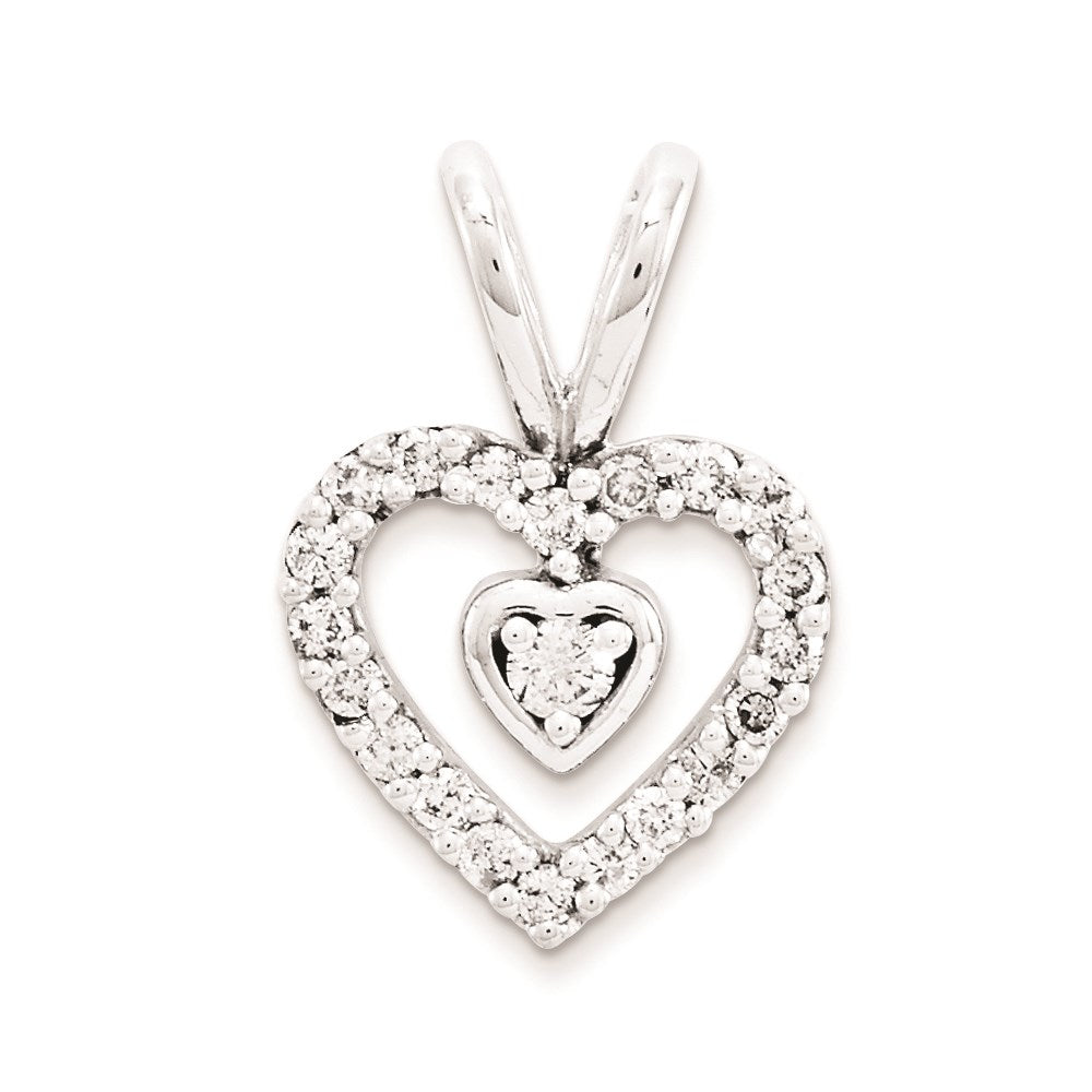 14k white gold 25ct a quality completed real diamond vintage heart pendant xp1285a