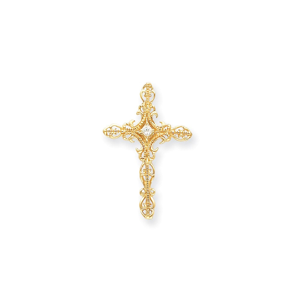 14k yellow gold aaa real diamond cross pendant xp1776aaa