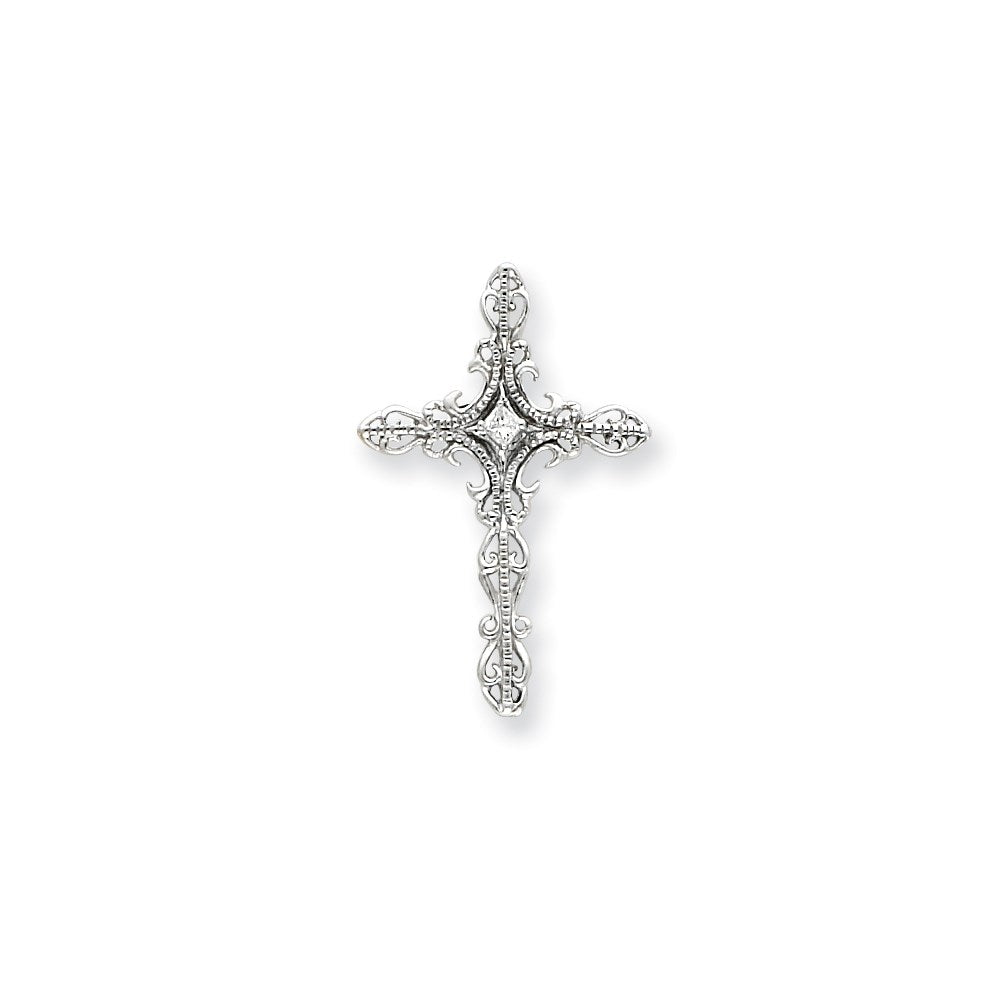 14k white gold aa real diamond cross pendant xp1776waa