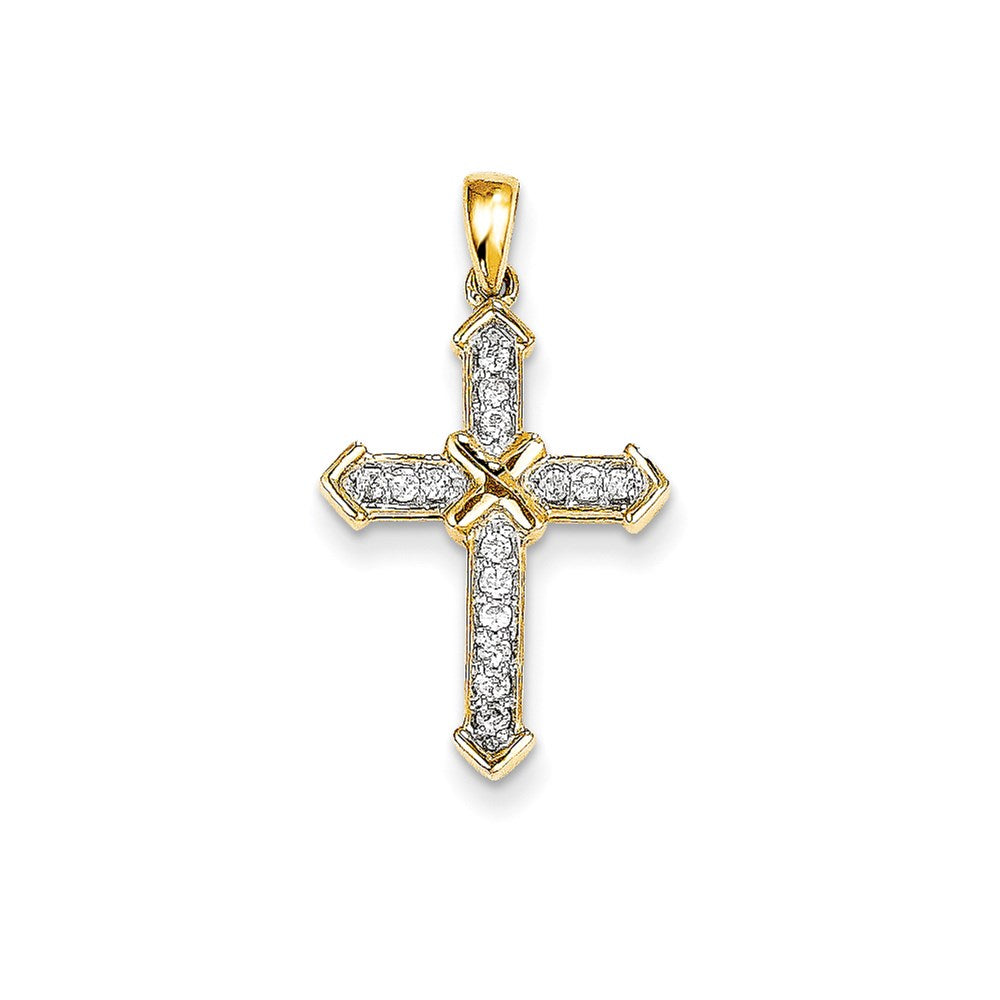 14k yellow gold passion real diamond cross pendant xp178aa