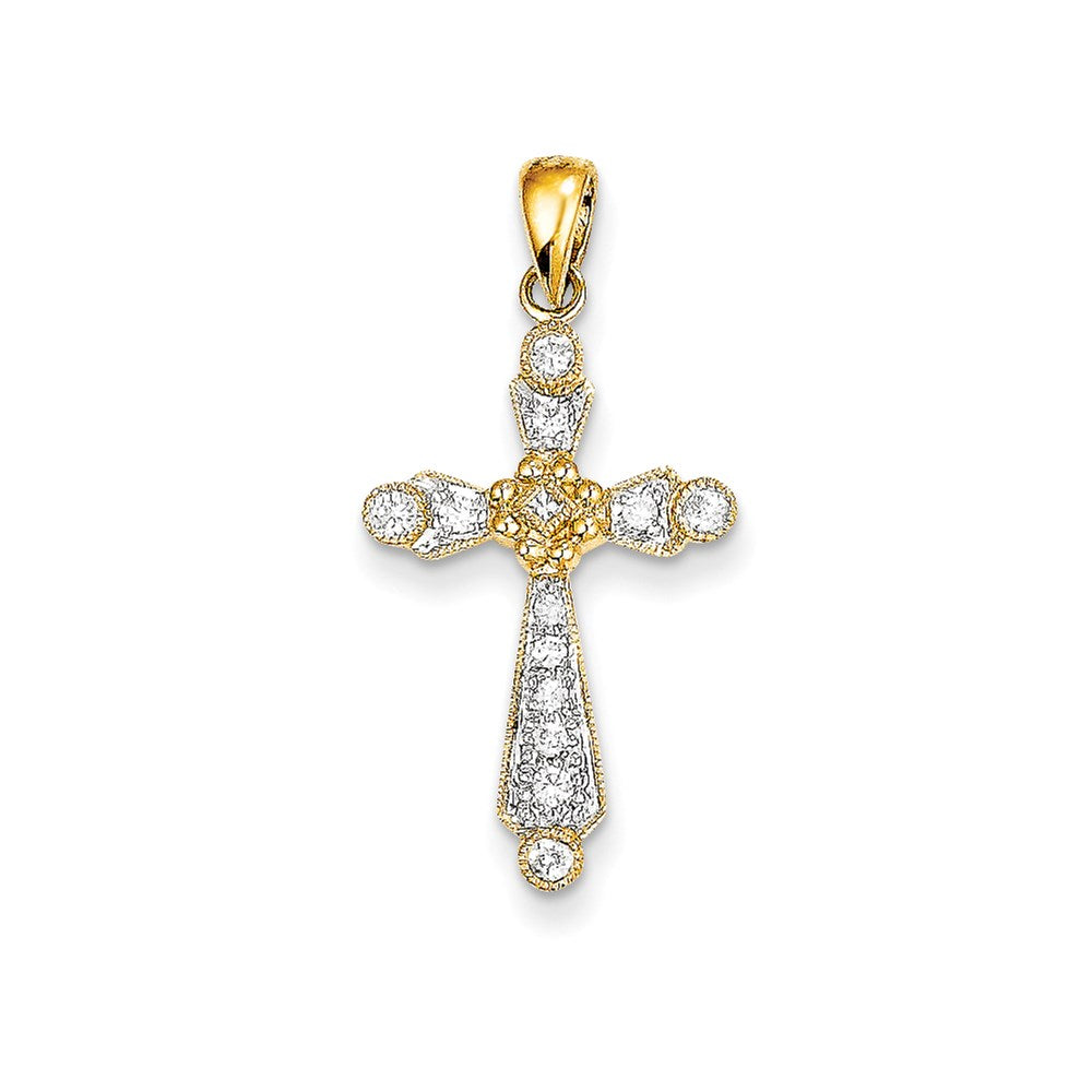 14k yellow gold real diamond cross pendant xp182aa