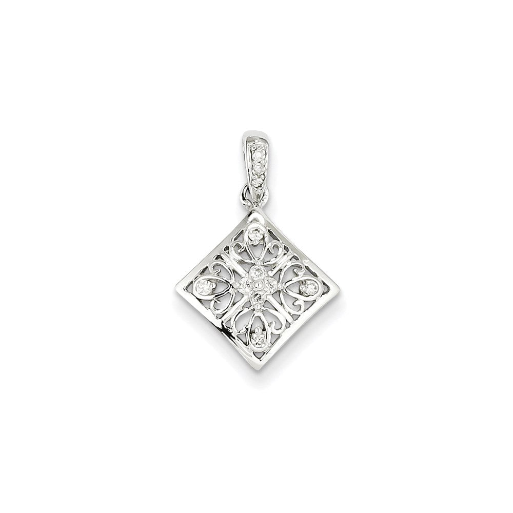 14k white gold real diamond vintage pendant xp1882aa