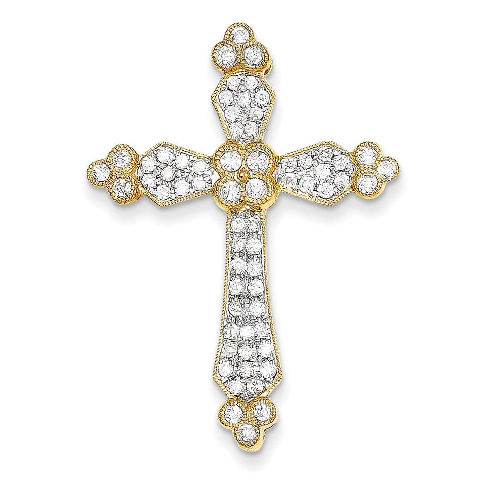 14k yellow gold real diamond cross pendant xp196aa