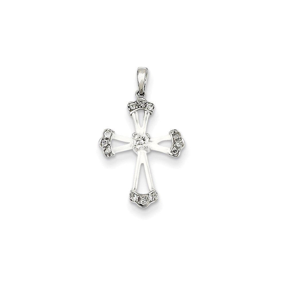 14k white gold real diamond cross pendant xp2423aa
