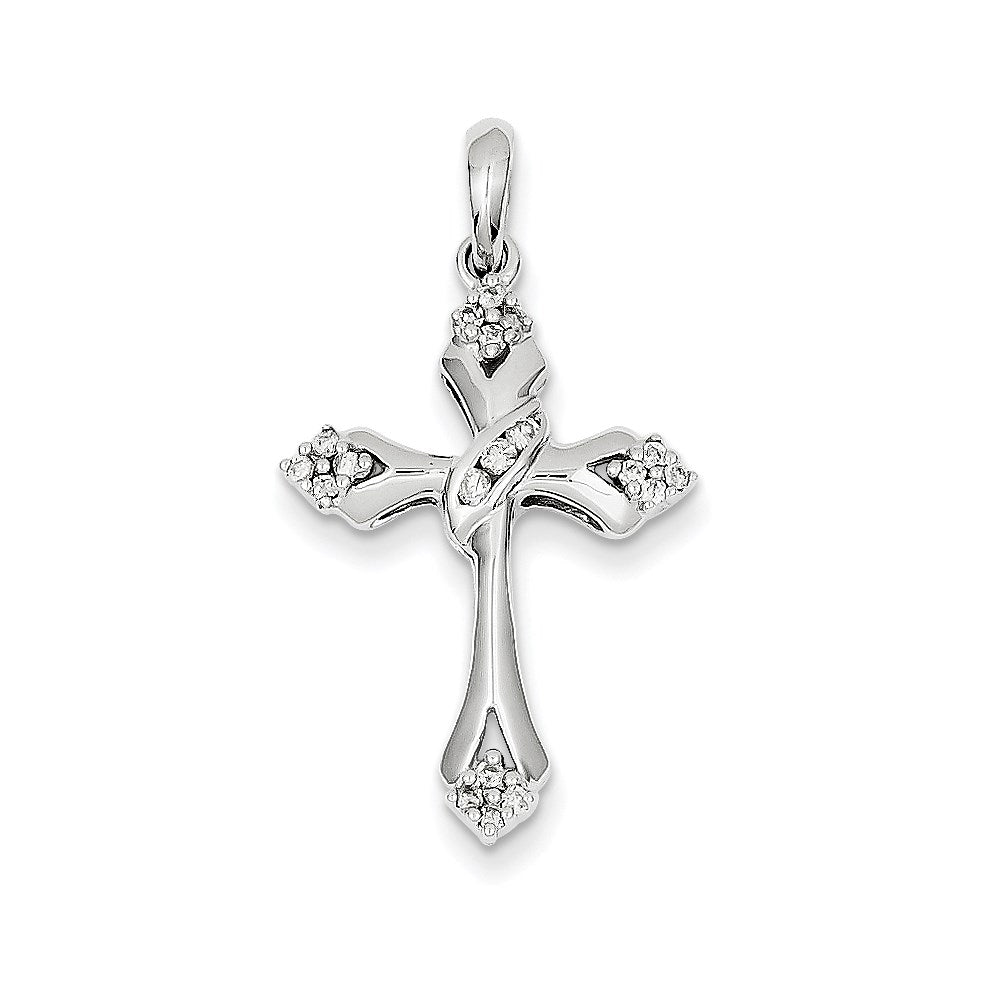 14k white gold real diamond cross pendant xp2472a