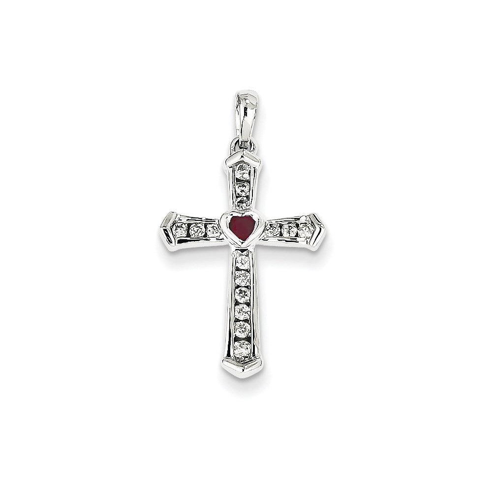 14k white gold ruby real diamond cross pendant xp2526r aa