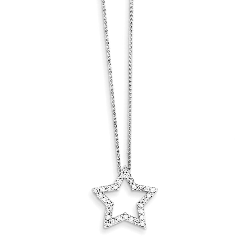 14k white gold real diamond star pendant with 18 chain xp2739aa