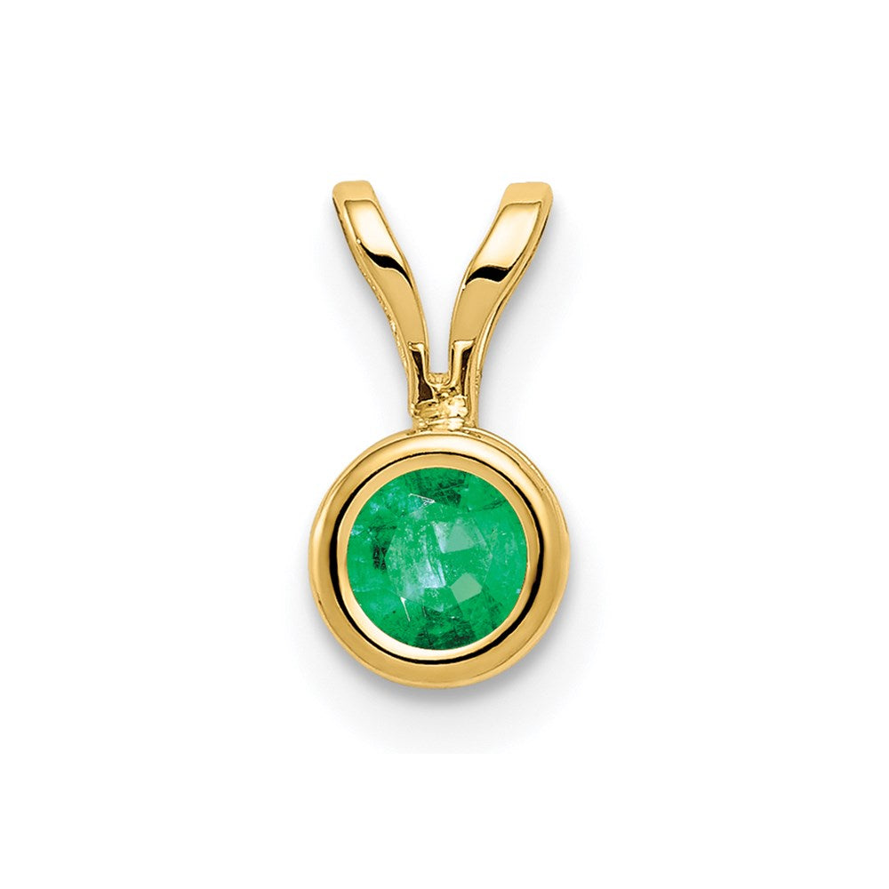 14k yellow gold 4mm emerald bezel pendant xp300e