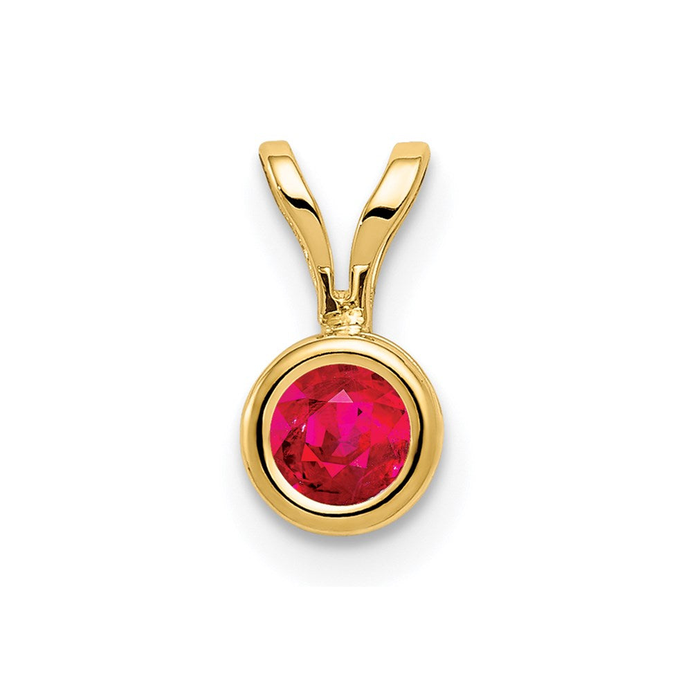 14k yellow gold 4mm ruby bezel pendant xp300r