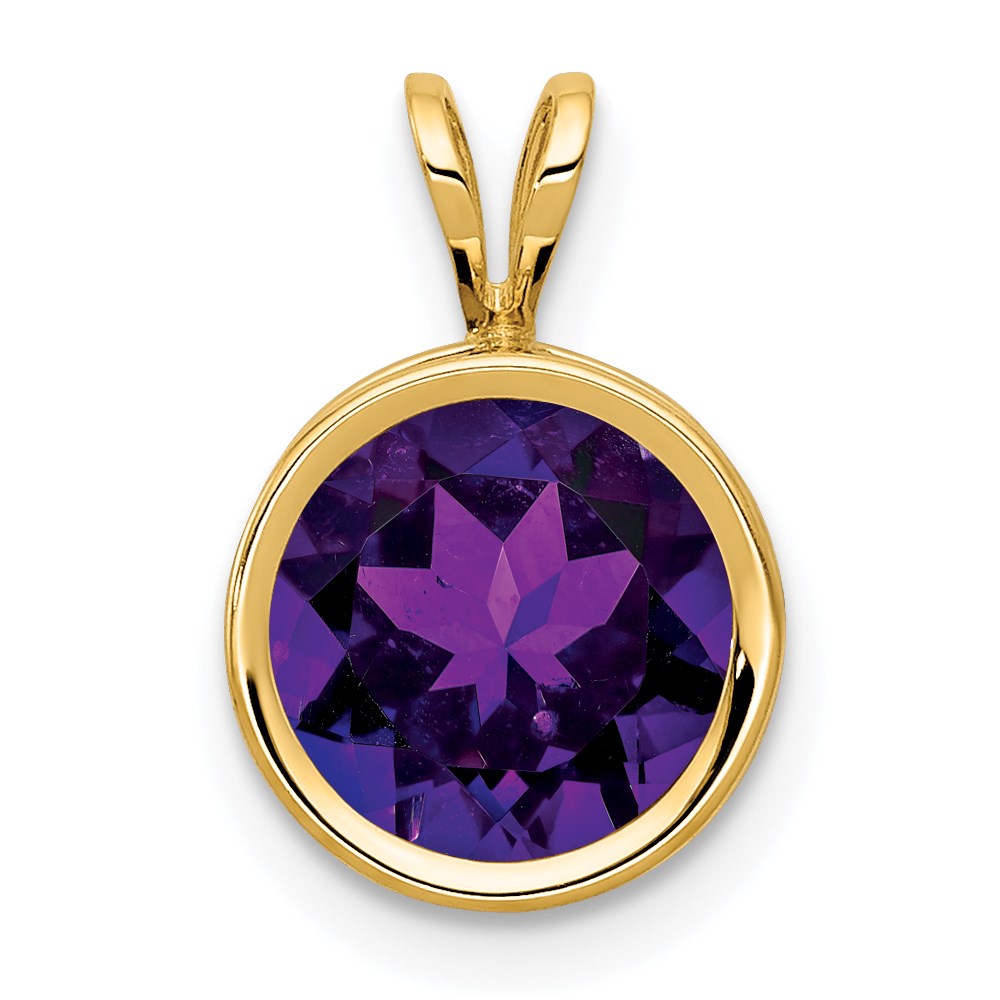 14k yellow gold 8mm amethyst checker bezel pendant xp303ac