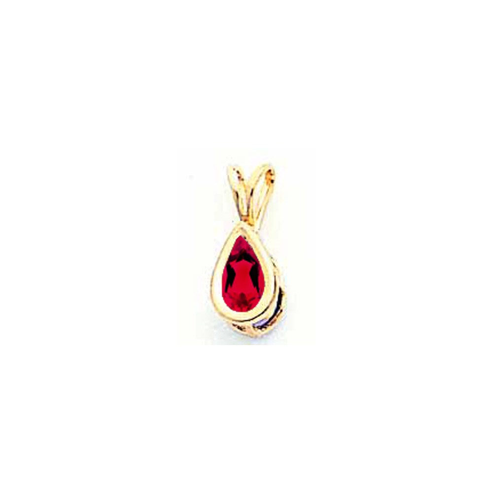 14k yellow gold 6x4mm pear ruby bezel pendant xp304r