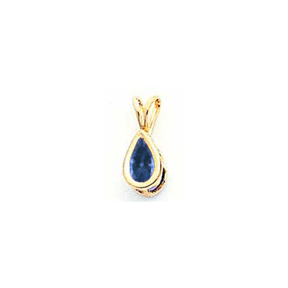 14k yellow gold 6x4mm pear sapphire bezel pendant xp304s