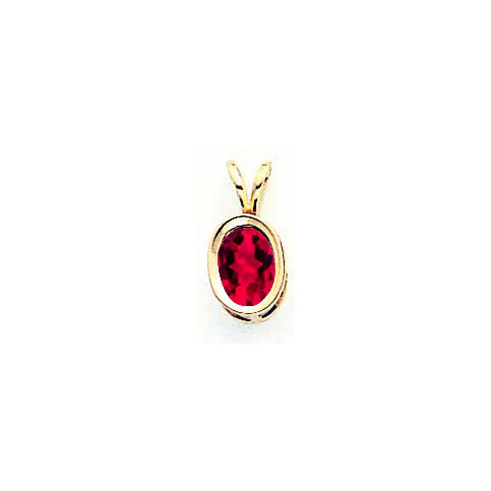 14k yellow gold 7x5mm oval ruby bezel pendant xp308r