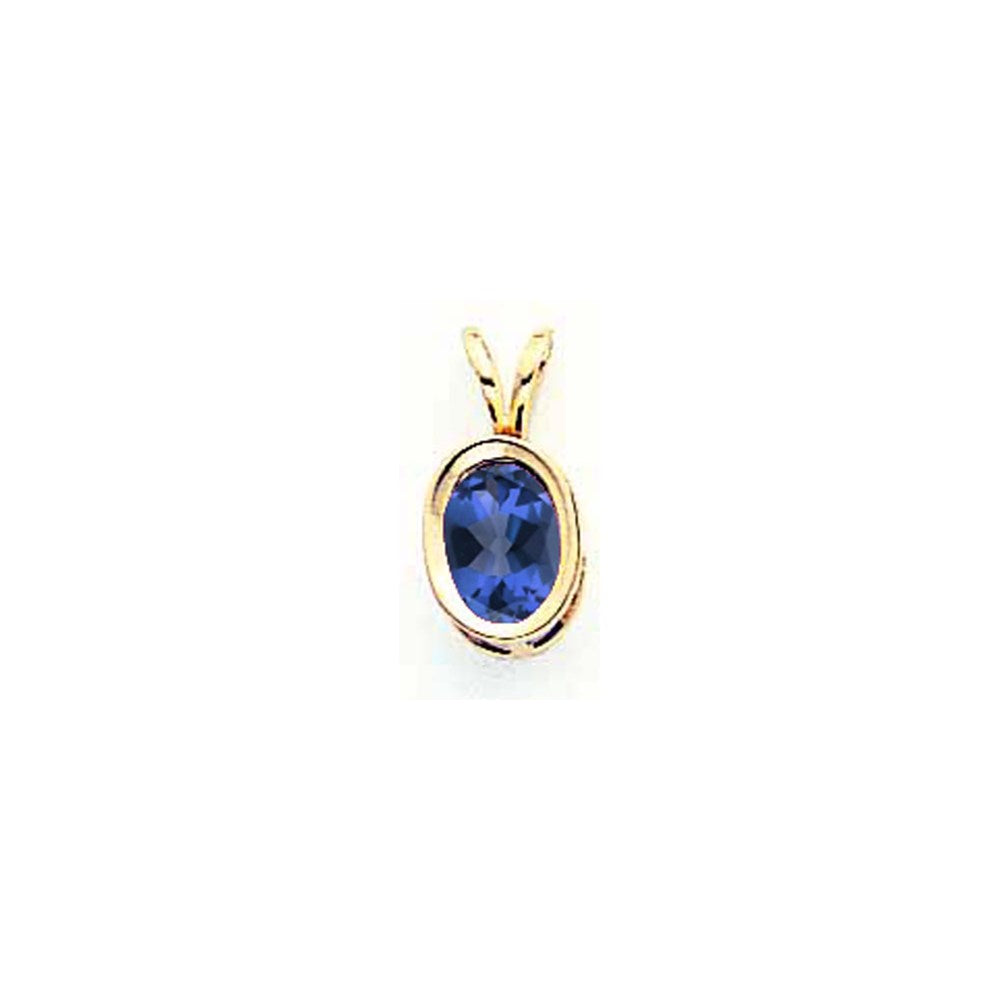 14k yellow gold 7x5mm oval sapphire bezel pendant xp308s