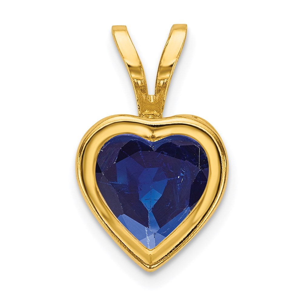 14k yellow gold 6mm heart sapphire bezel pendant xp312s