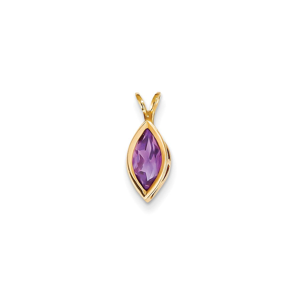 14k yellow gold 10x5mm marquise amethyst bezel pendant xp318am