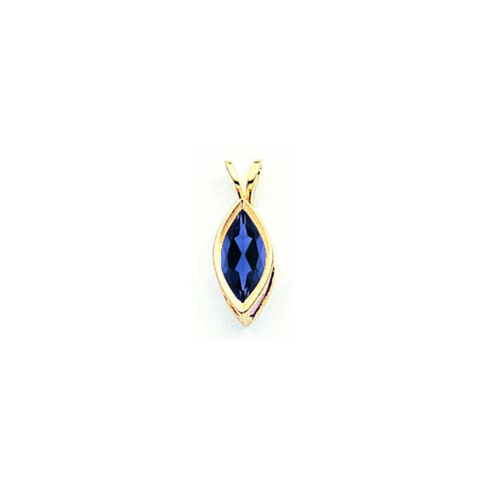 14k yellow gold 10x5mm marquise sapphire bezel pendant xp318s