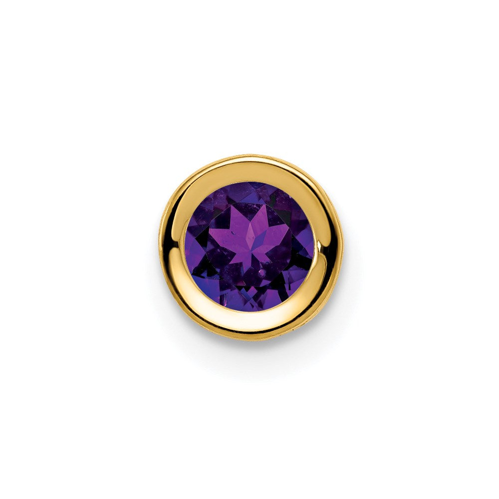 14k yellow gold 5mm amethyst bezel pendant xp320am