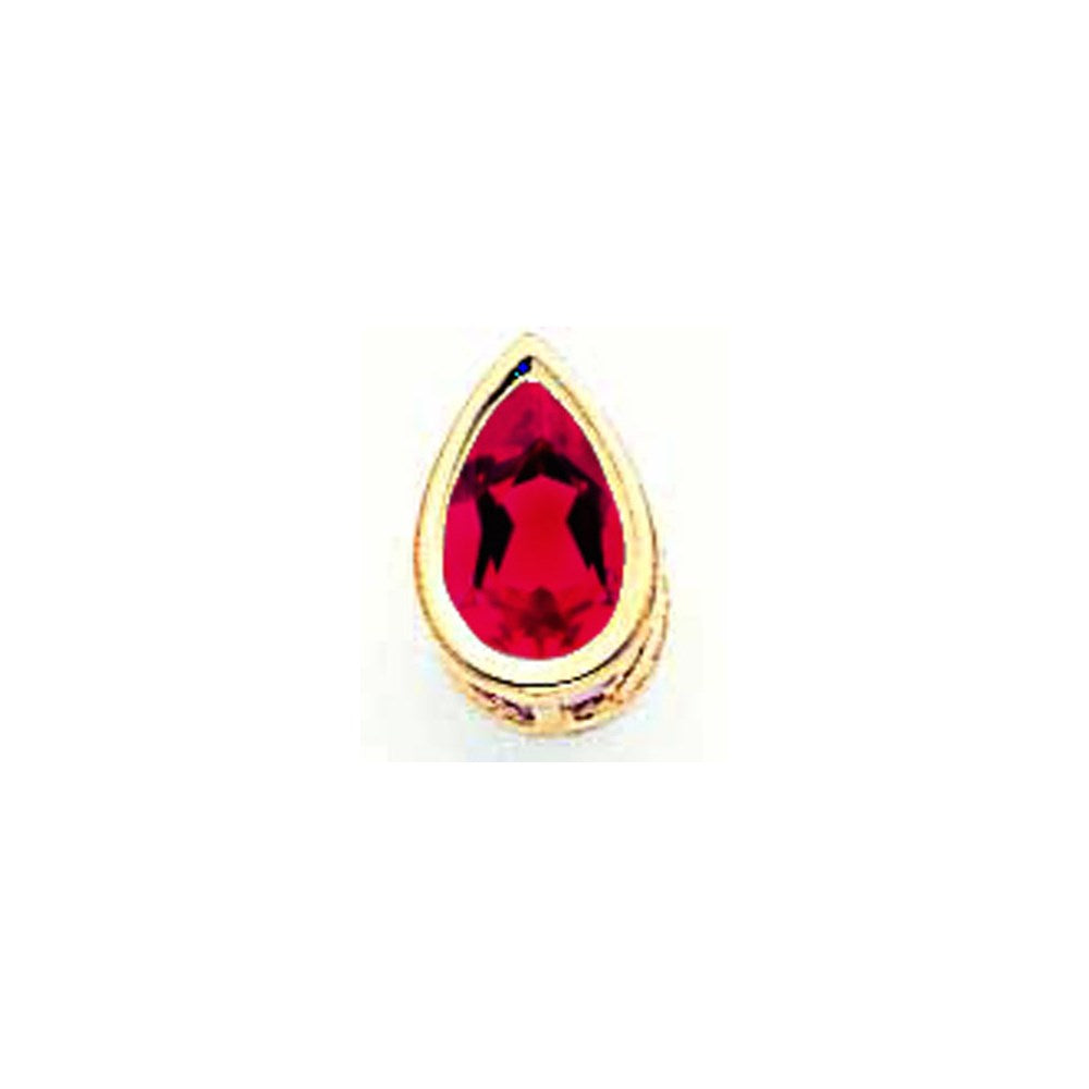14k yellow gold 8x5mm pear ruby bezel pendant xp324r