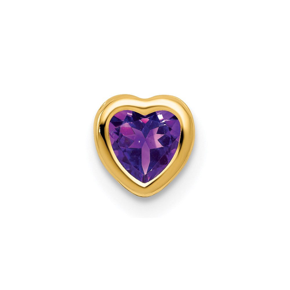 14k yellow gold 5mm heart amethyst bezel pendant xp326am