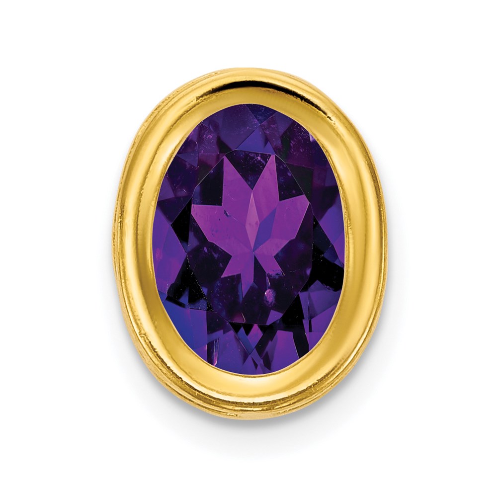 14k yellow gold 7x5mm oval amethyst checker bezel pendant xp328ac