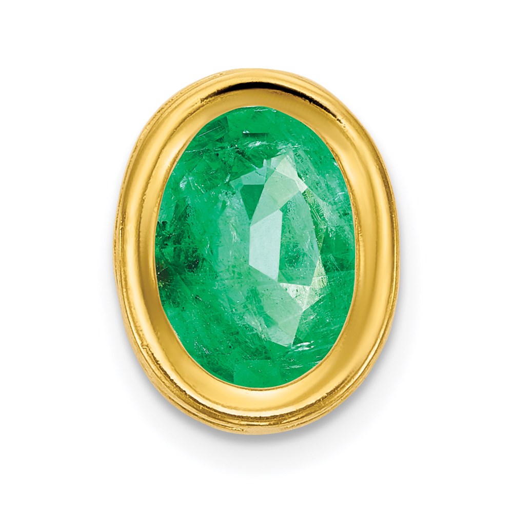 14k yellow gold 7x5mm oval emerald bezel pendant xp328e