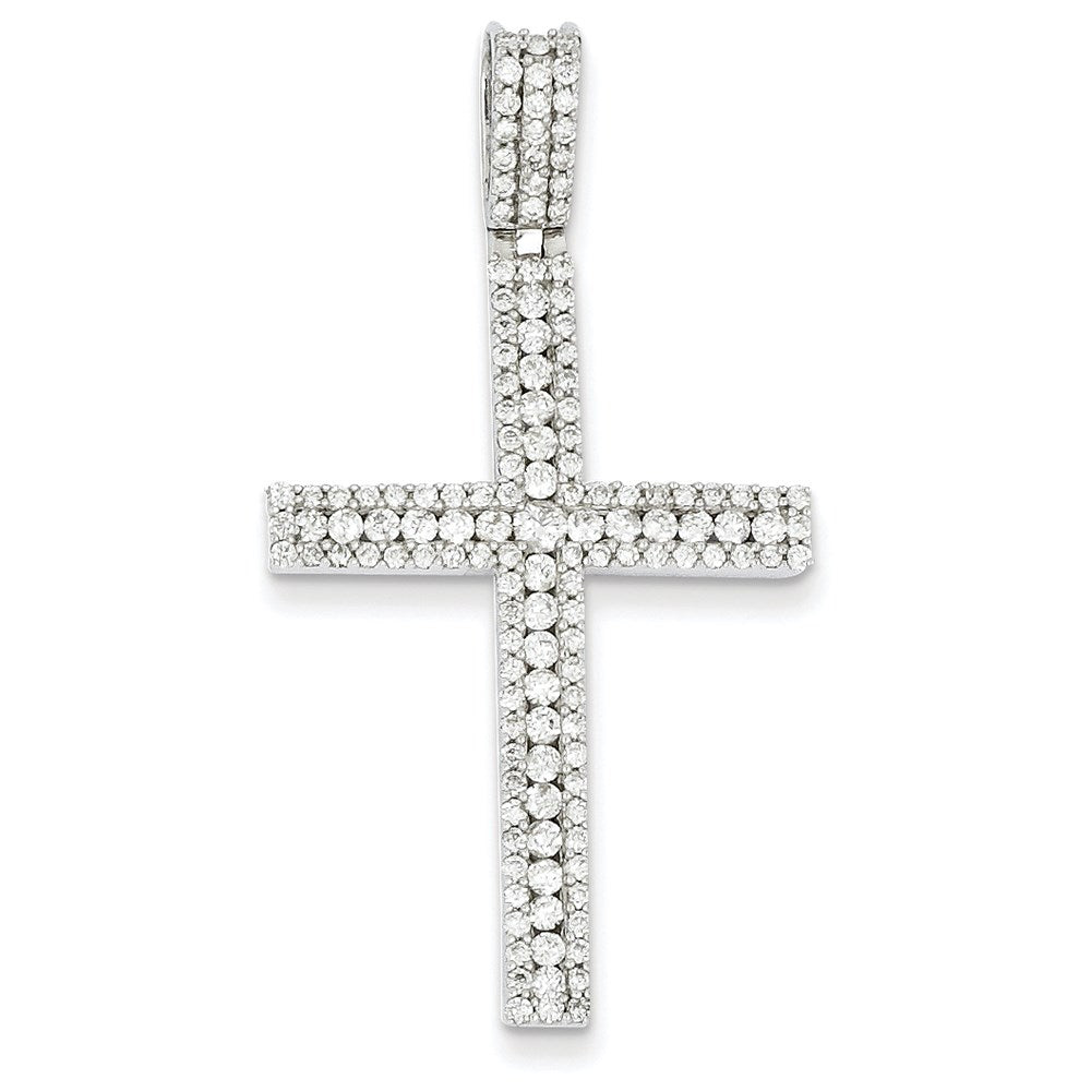 14k white gold real diamond latin cross pendant xp3297aa