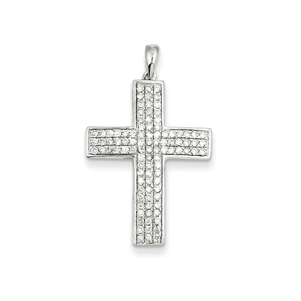 14k white gold real diamond latin cross pendant xp3299a