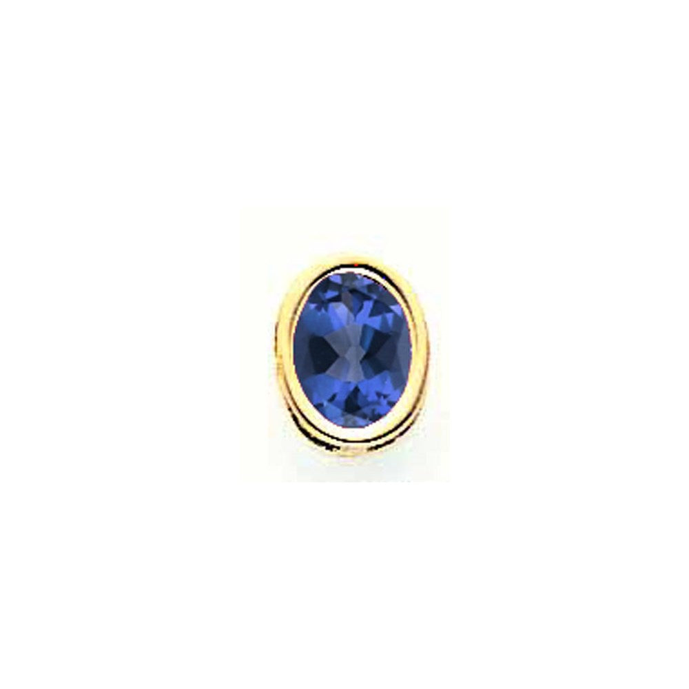 14k yellow gold 8x6mm oval sapphire bezel pendant xp329s