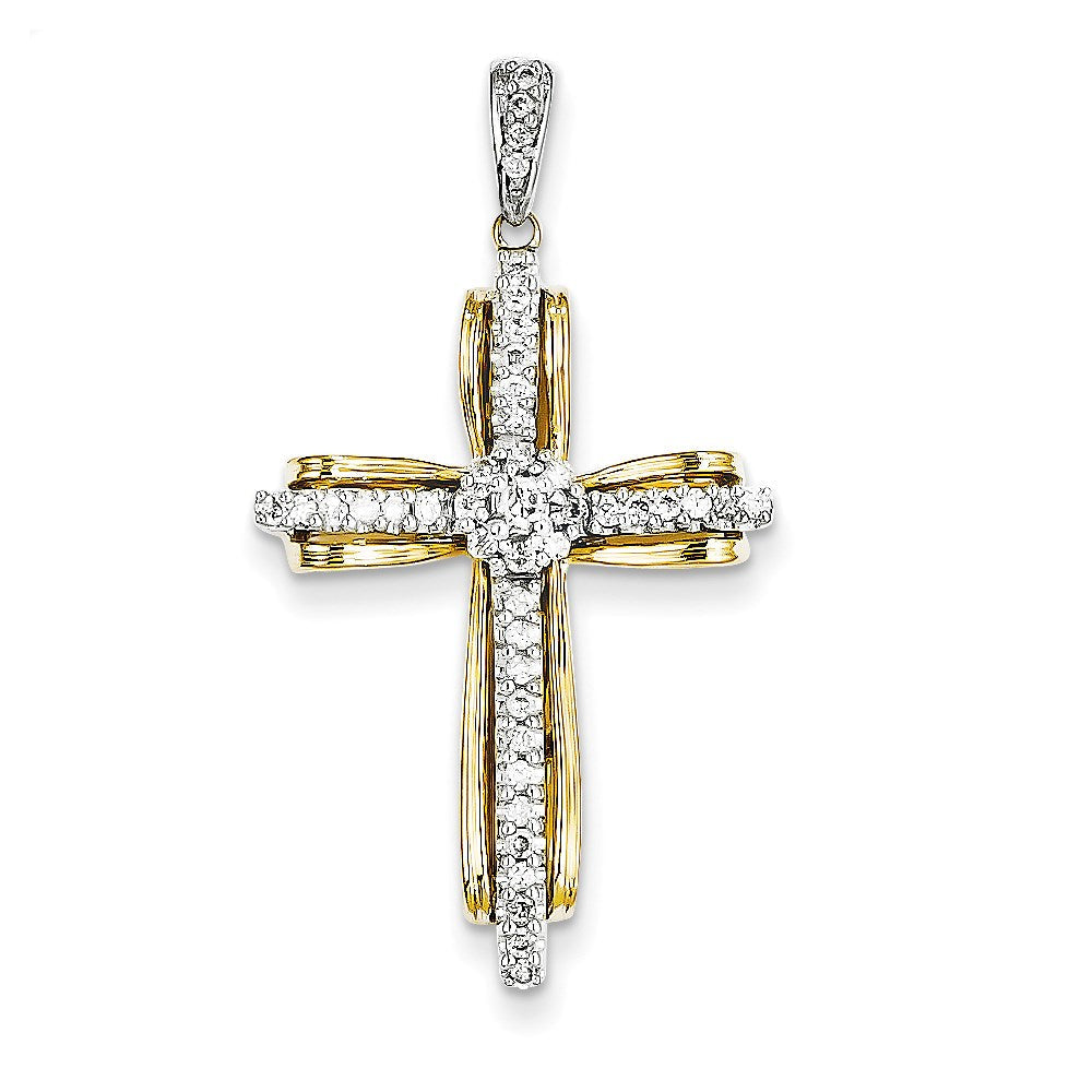 14k two tone gold real diamond passion cross pendant xp3303a