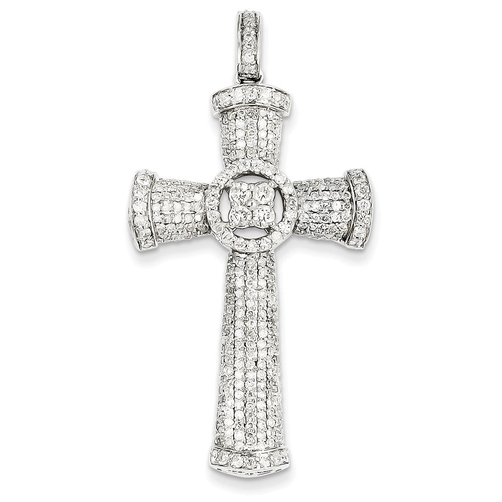14k white gold real diamond cross pendant xp3306aa