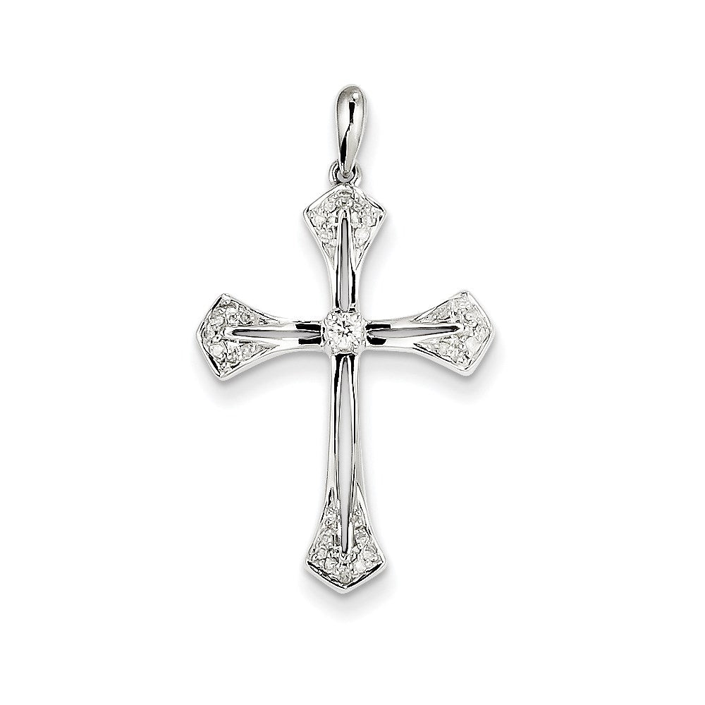 14k white gold real diamond cross pendant xp3357aa