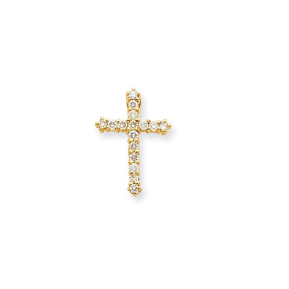 14k yellow gold aa real diamond cross pendant xp3409aa