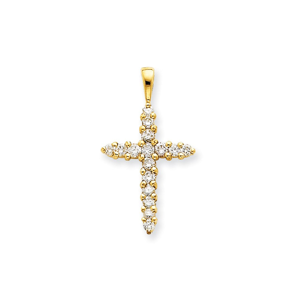 14k yellow gold aa real diamond cross pendant xp3416aa