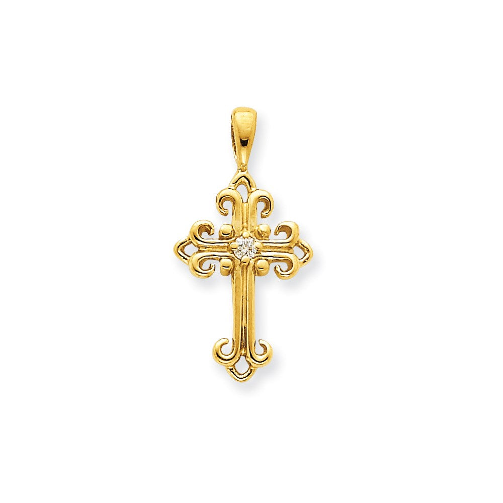 14k yellow gold aa real diamond cross pendant xp3426aa