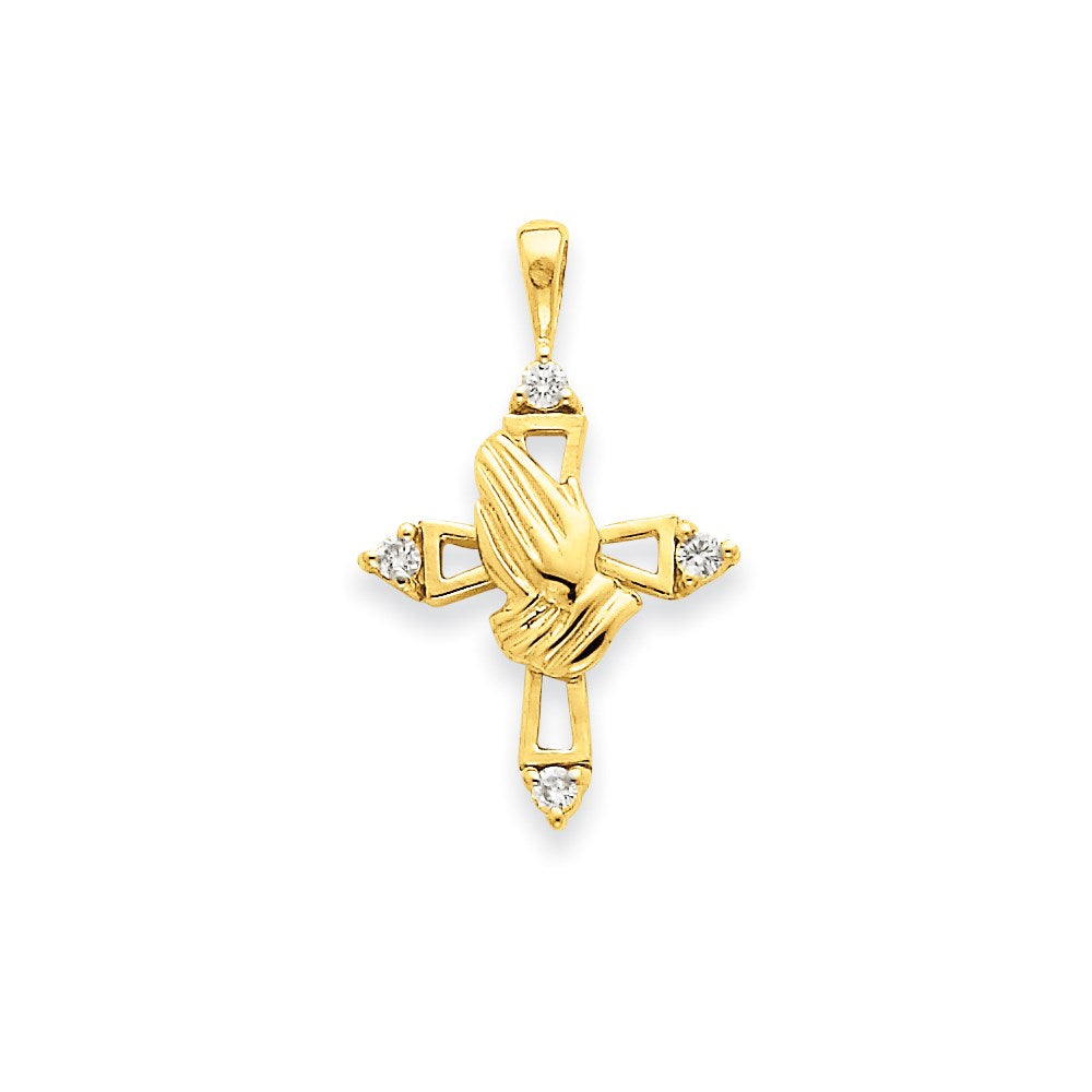 14k yellow gold aa real diamond cross pendant xp3445aa