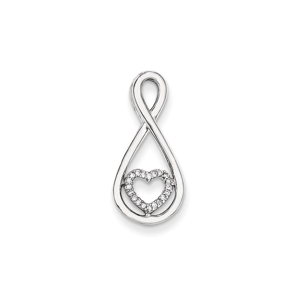 14k white gold real diamond heart in teardrop fashion pendant xp3543aa