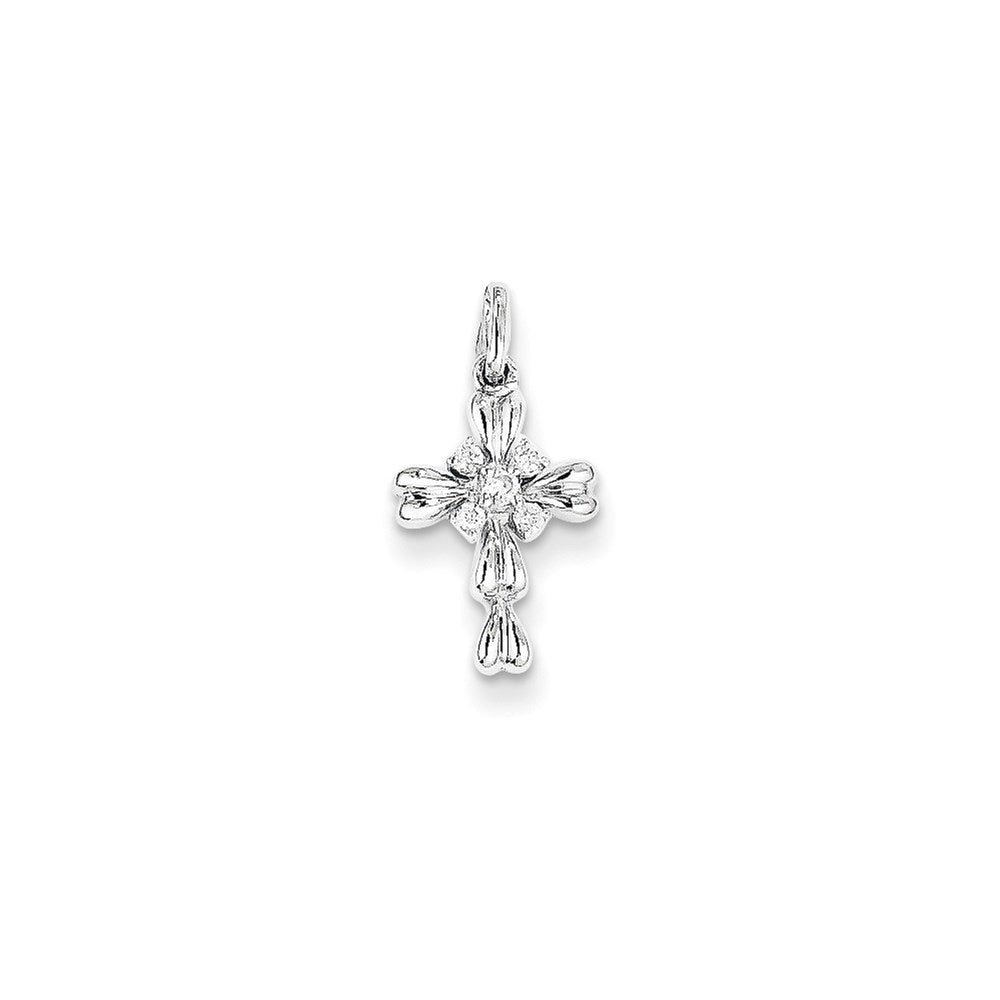 14k white gold real diamond cross pendant xp3648aa