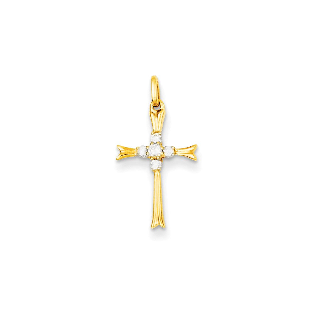 14k yellow gold real diamond cross pendant xp3652aa