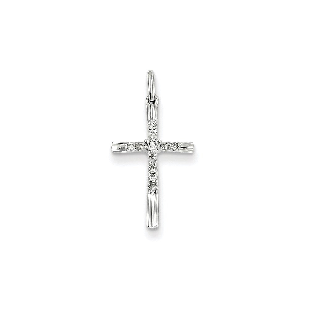 14k white gold real diamond cross pendant xp3654aa