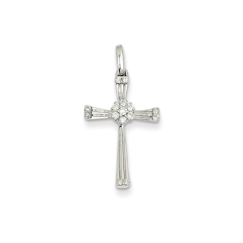 14k white gold real diamond cross pendant xp3655aa