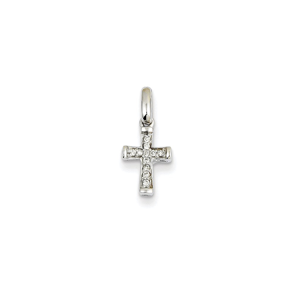 14k white gold small real diamond latin cross pendant xp3676aa