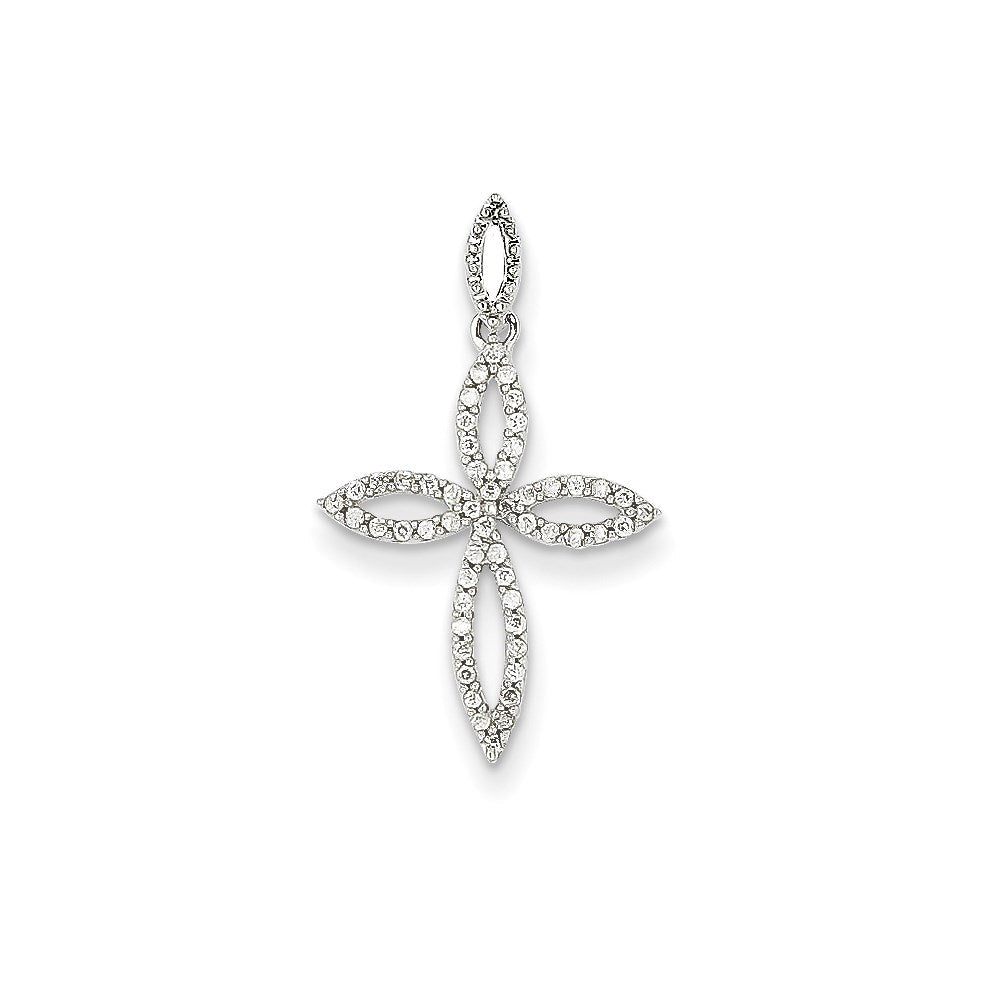 14k white gold real diamond cross pendant xp3683a