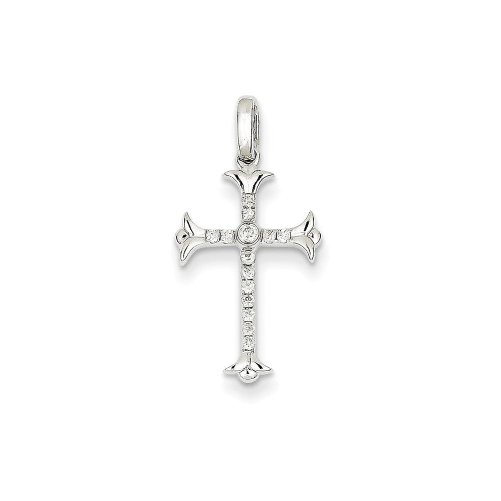 14k white gold real diamond cross pendant xp3690aa