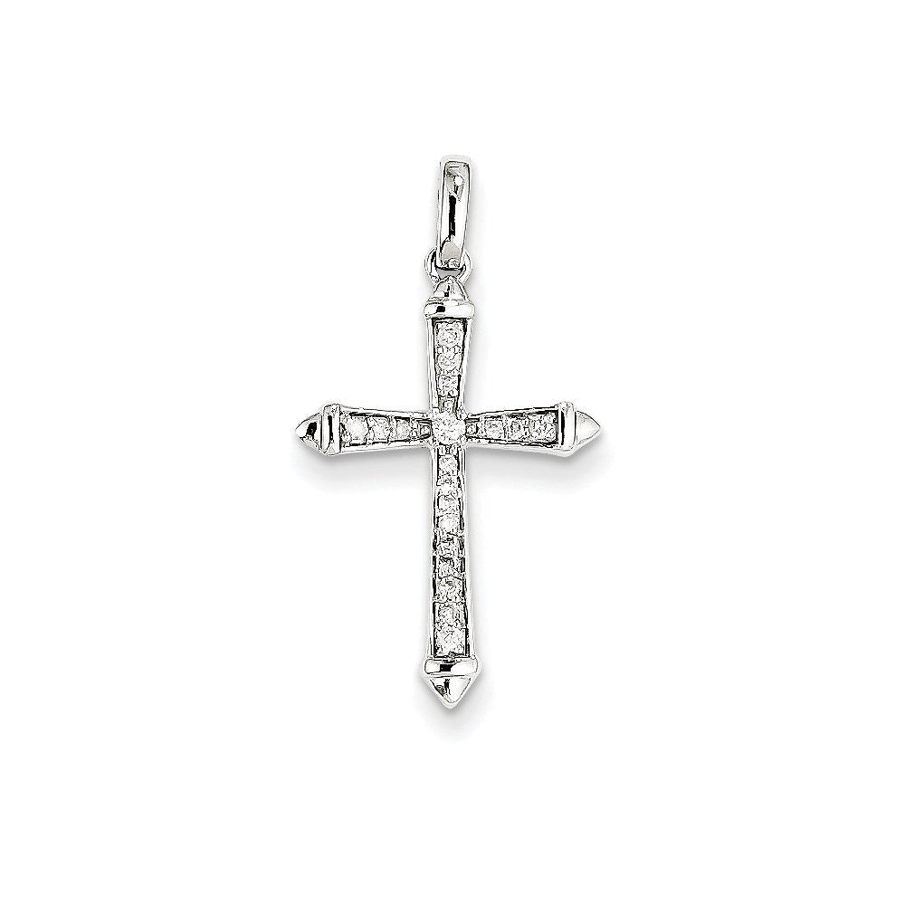 14k white gold real diamond cross pendant xp3691aa