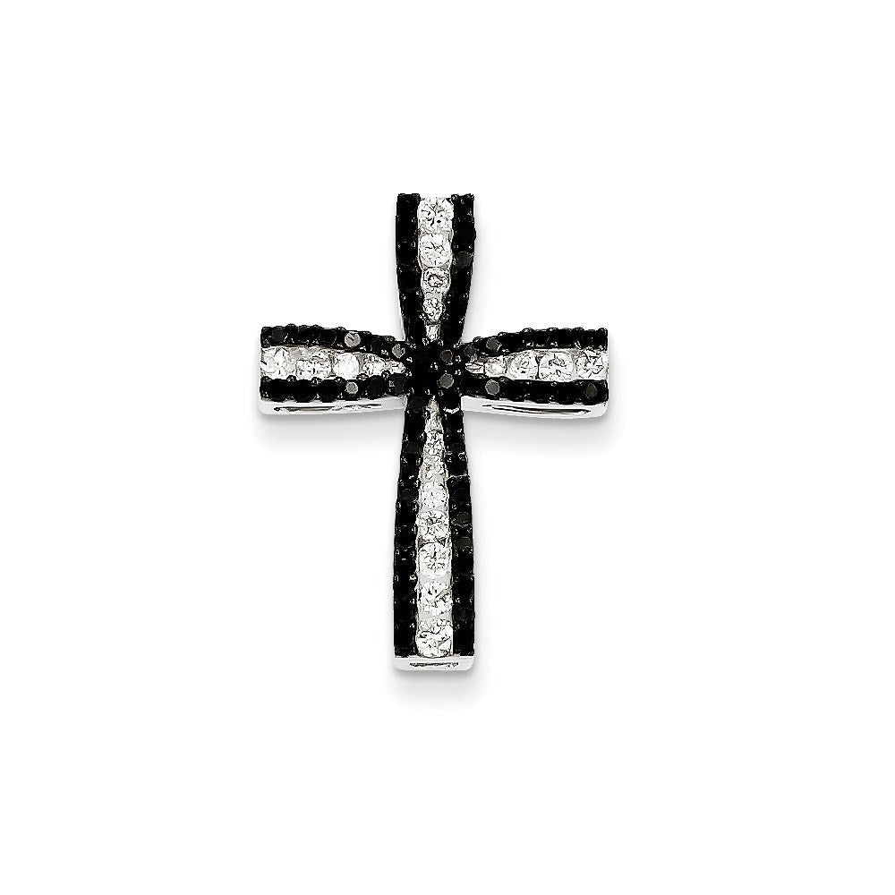14k white gold black white real diamond cross pendant xp3709a