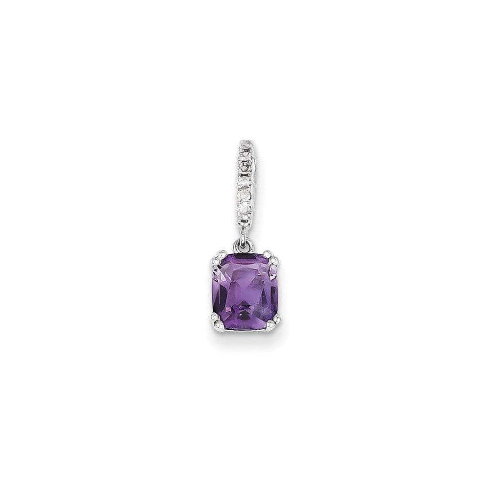 14k white gold real diamond and amethyst pendant xp3894am aa